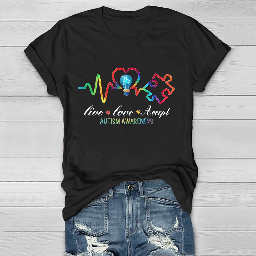 Live Love Accept Autism Awareness Healthwear T-shirt