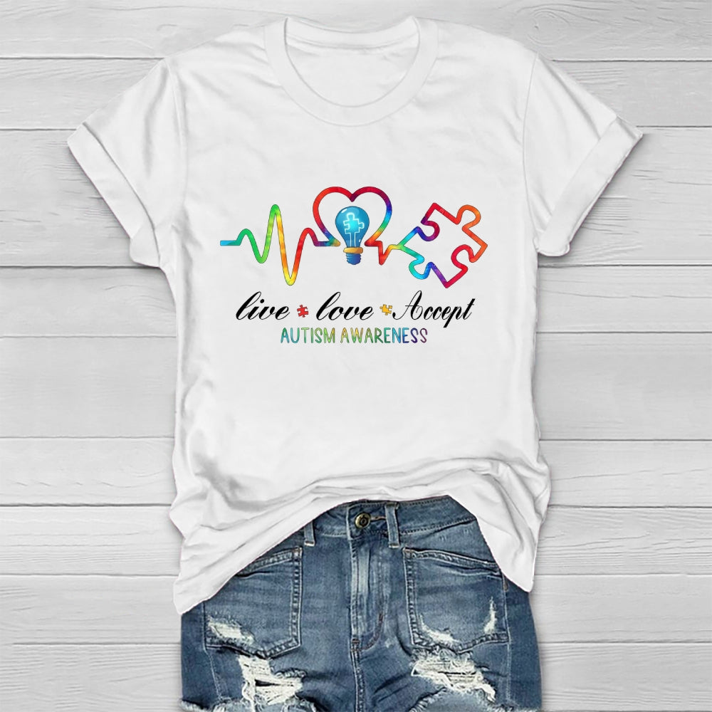 Live Love Accept Autism Awareness Healthwear T-shirt