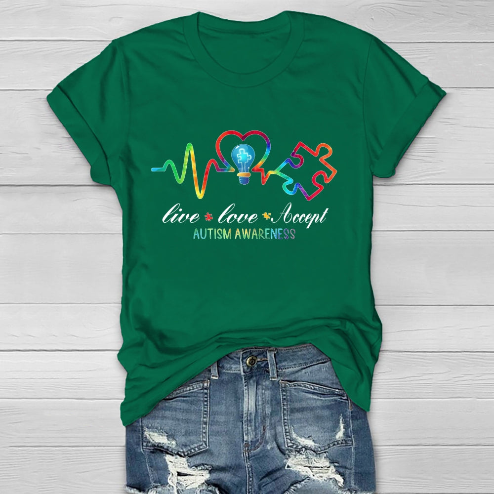 Live Love Accept Autism Awareness Healthwear T-shirt