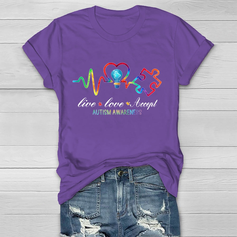 Live Love Accept Autism Awareness Healthwear T-shirt