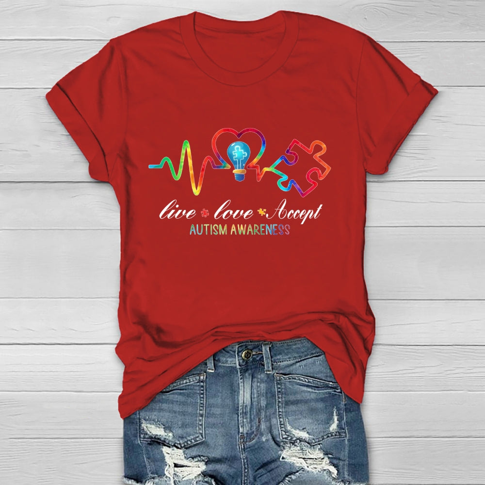Live Love Accept Autism Awareness Healthwear T-shirt