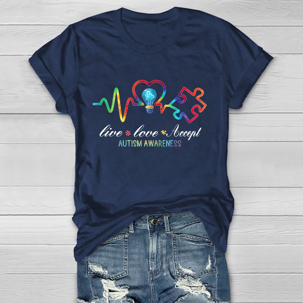 Live Love Accept Autism Awareness Healthwear T-shirt