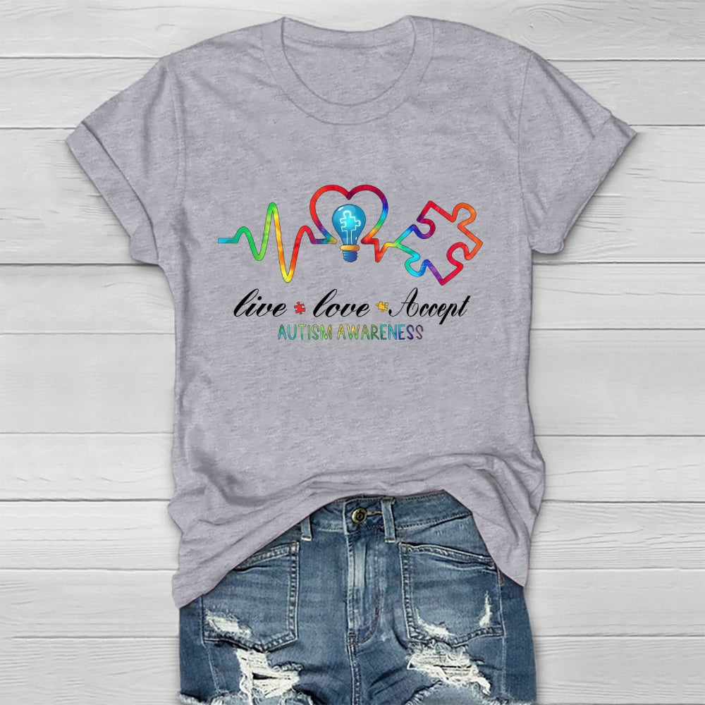 Live Love Accept Autism Awareness Healthwear T-shirt