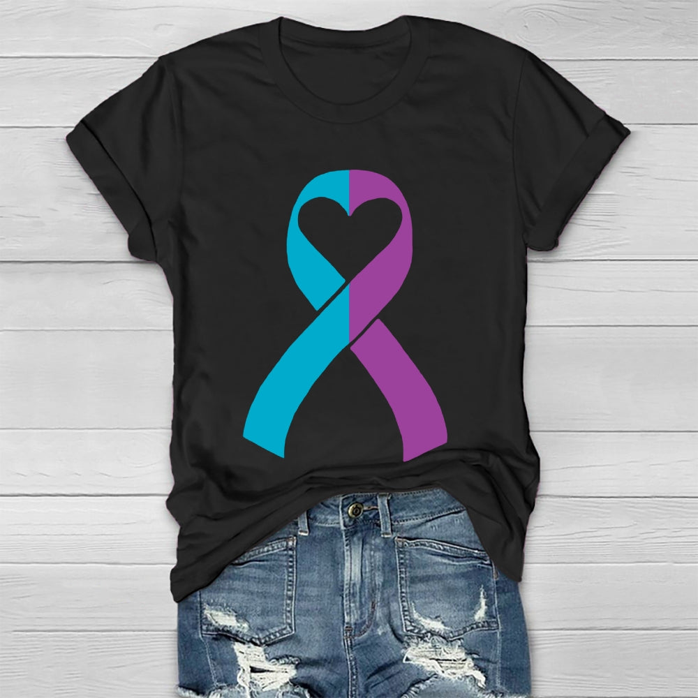 Suicide Prevention Teal Purple Ribbon Healthwear T-shirt