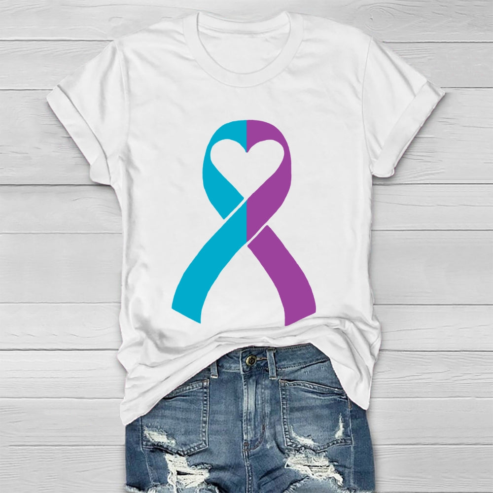 Suicide Prevention Teal Purple Ribbon Healthwear T-shirt