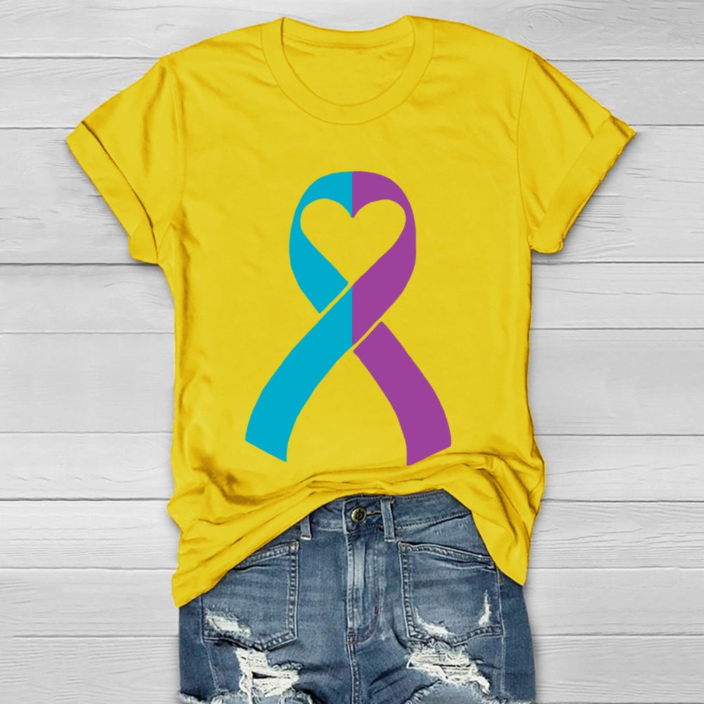 Suicide Prevention Teal Purple Ribbon Healthwear T-shirt