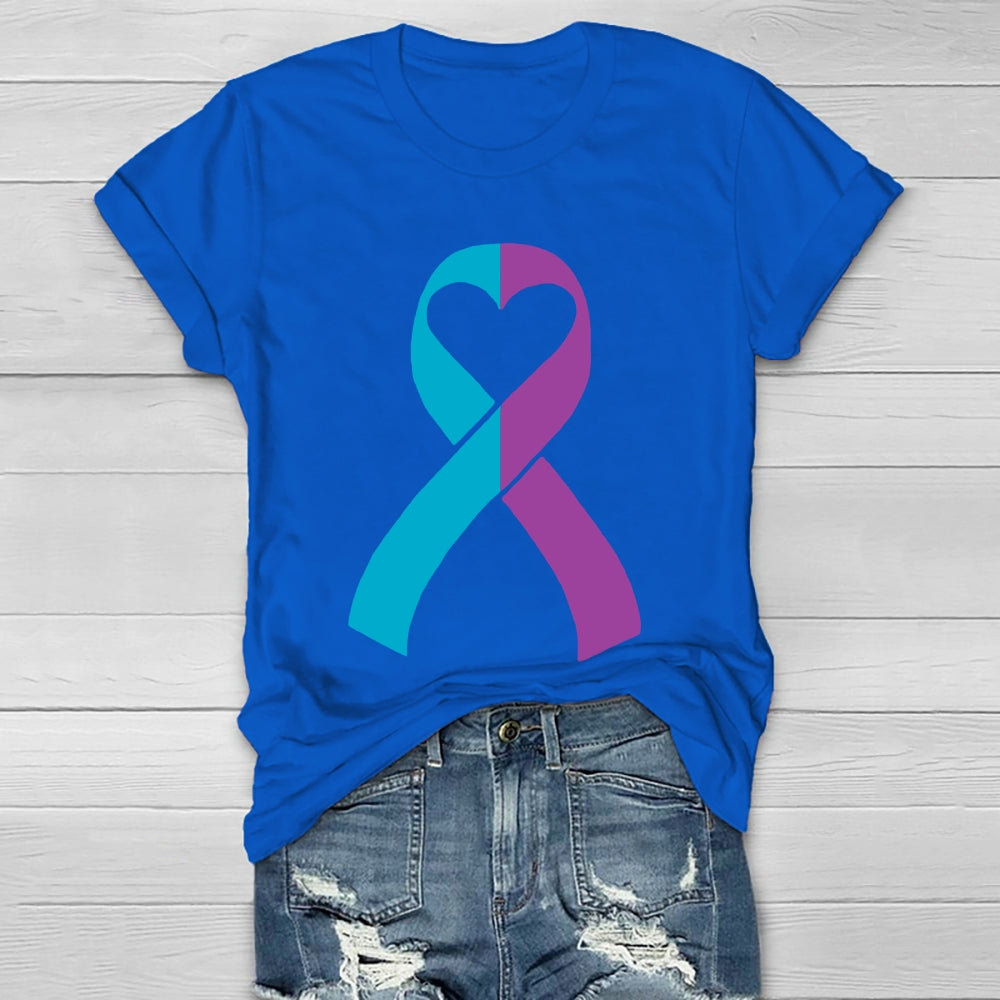 Suicide Prevention Teal Purple Ribbon Healthwear T-shirt