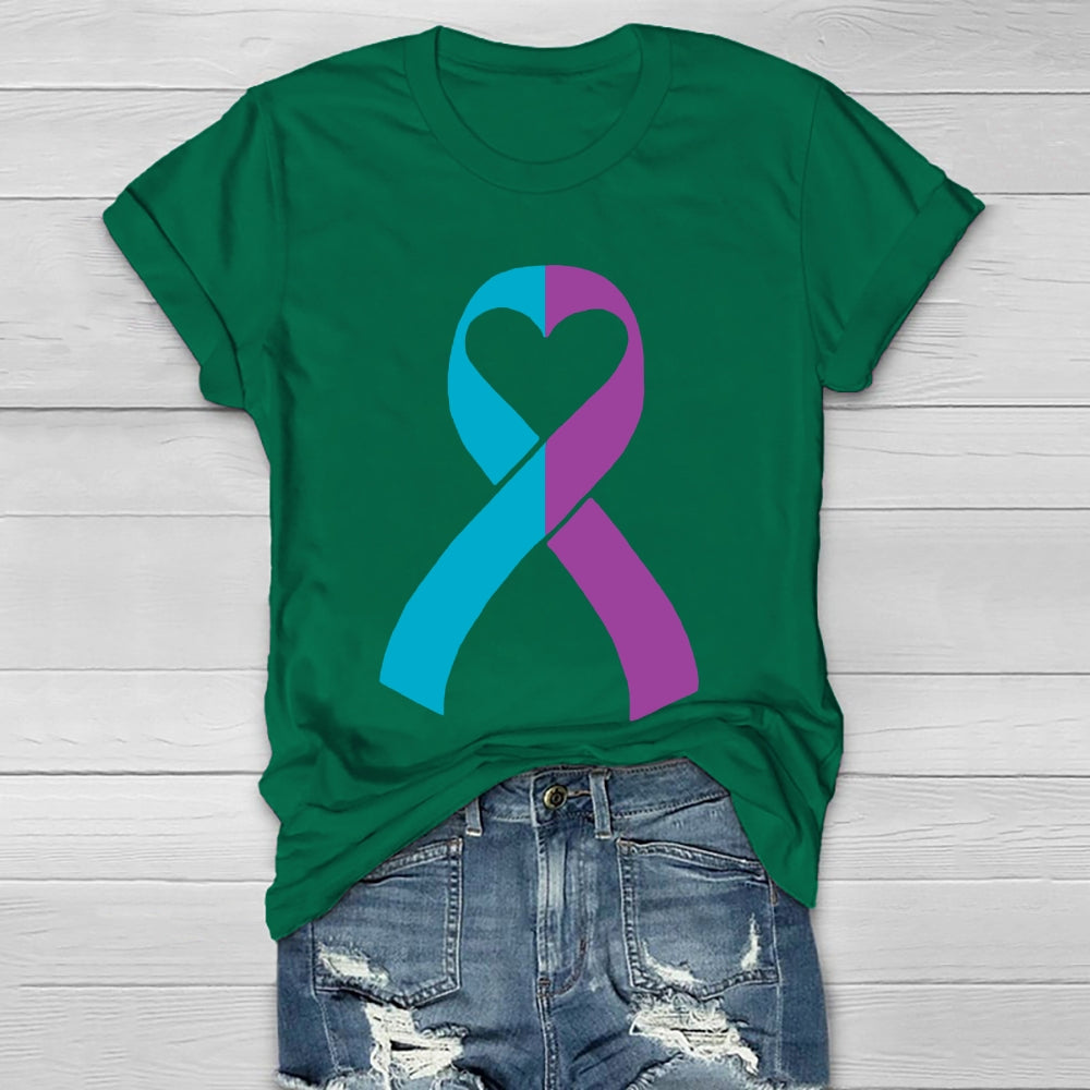 Suicide Prevention Teal Purple Ribbon Healthwear T-shirt