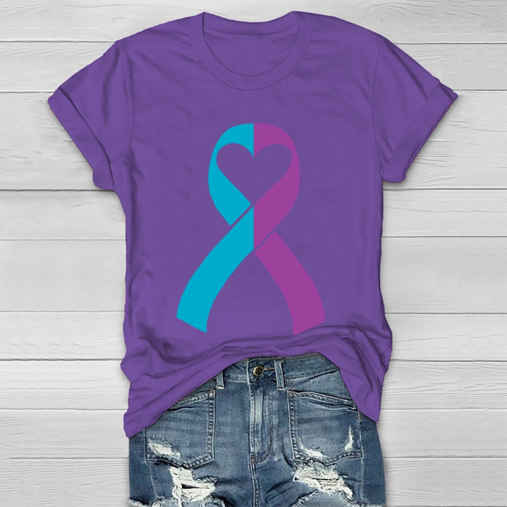 Suicide Prevention Teal Purple Ribbon Healthwear T-shirt