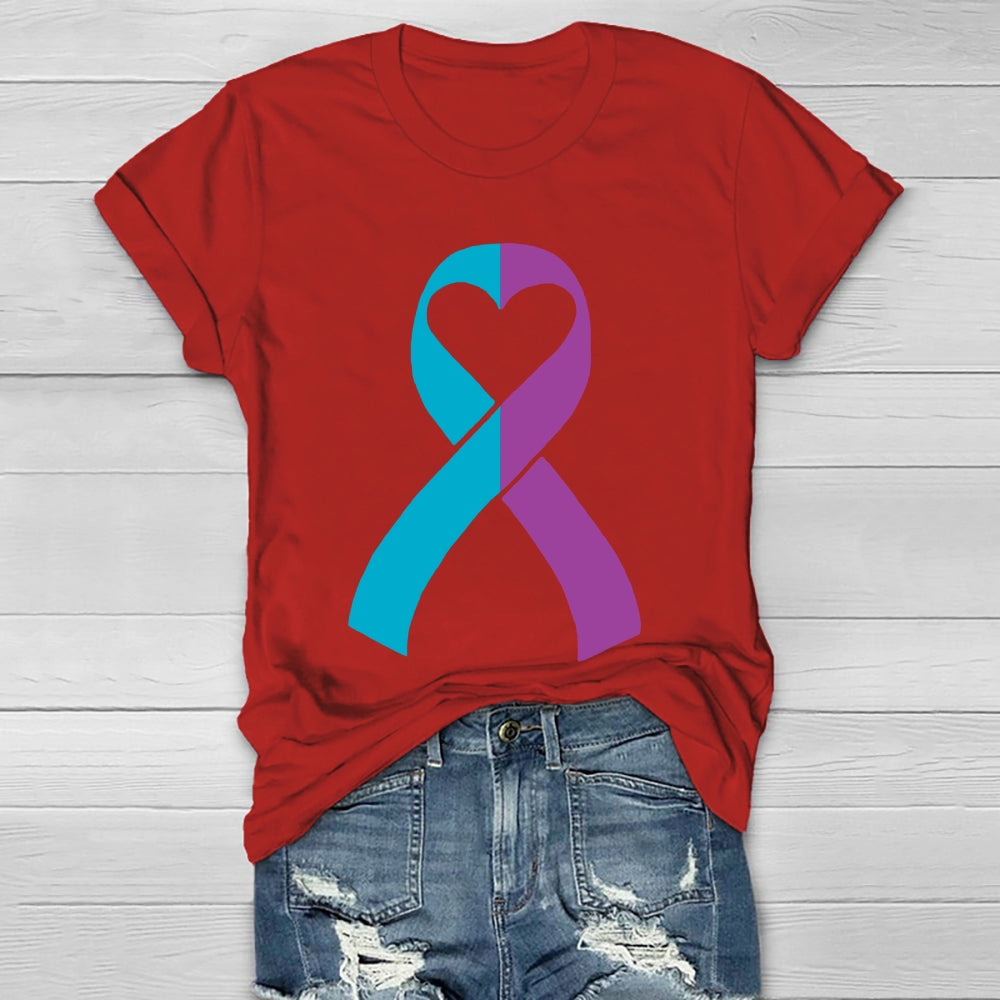 Suicide Prevention Teal Purple Ribbon Healthwear T-shirt
