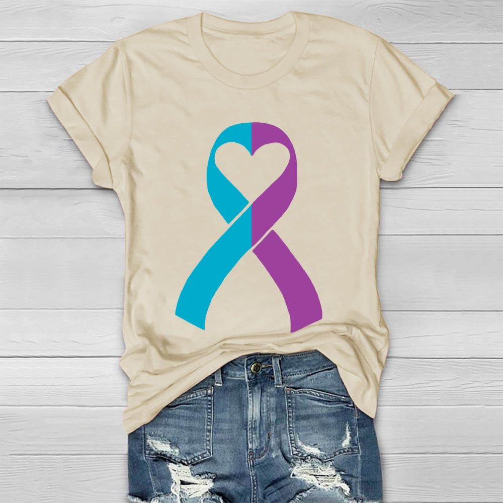 Suicide Prevention Teal Purple Ribbon Healthwear T-shirt