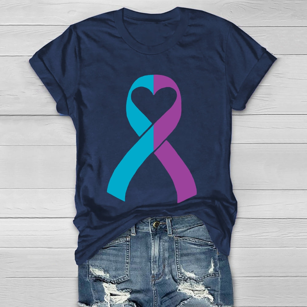 Suicide Prevention Teal Purple Ribbon Healthwear T-shirt