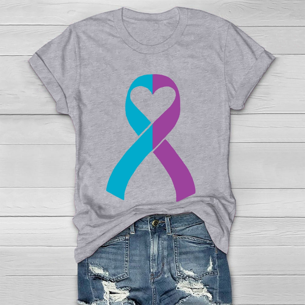 Suicide Prevention Teal Purple Ribbon Healthwear T-shirt