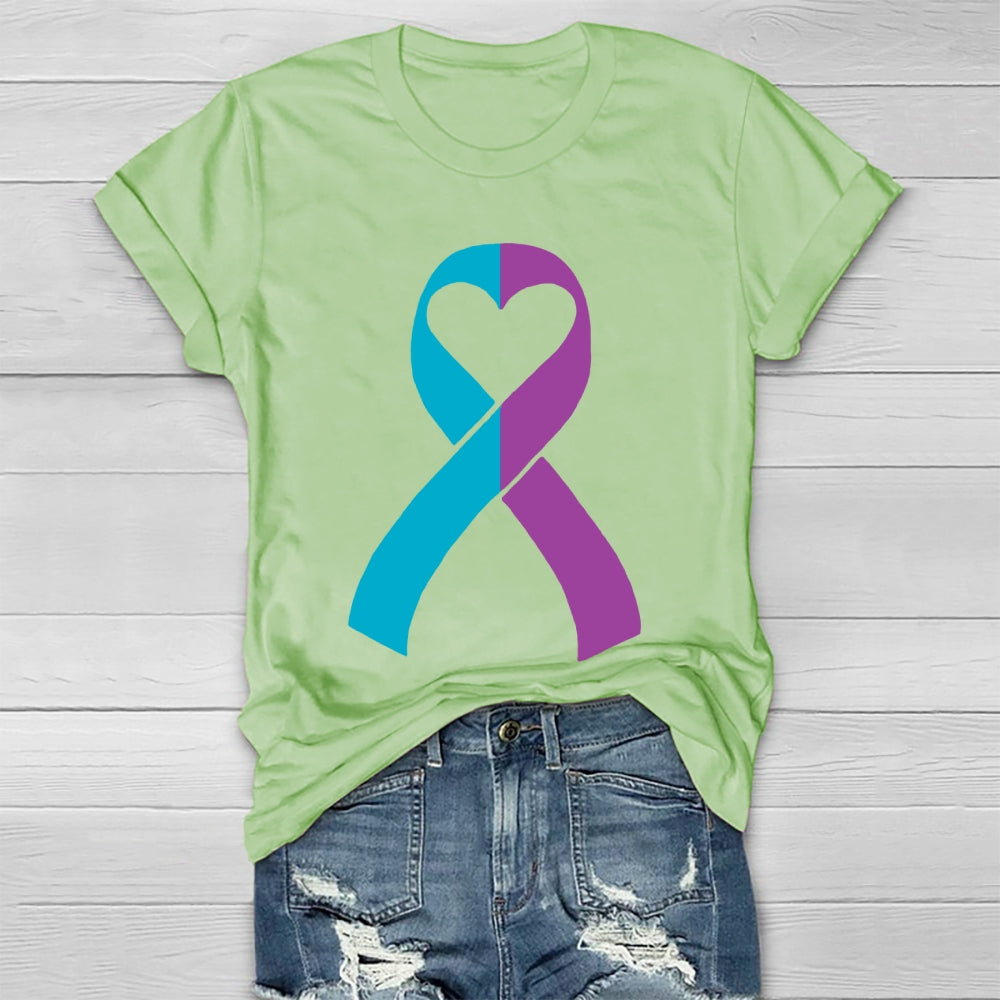 Suicide Prevention Teal Purple Ribbon Healthwear T-shirt