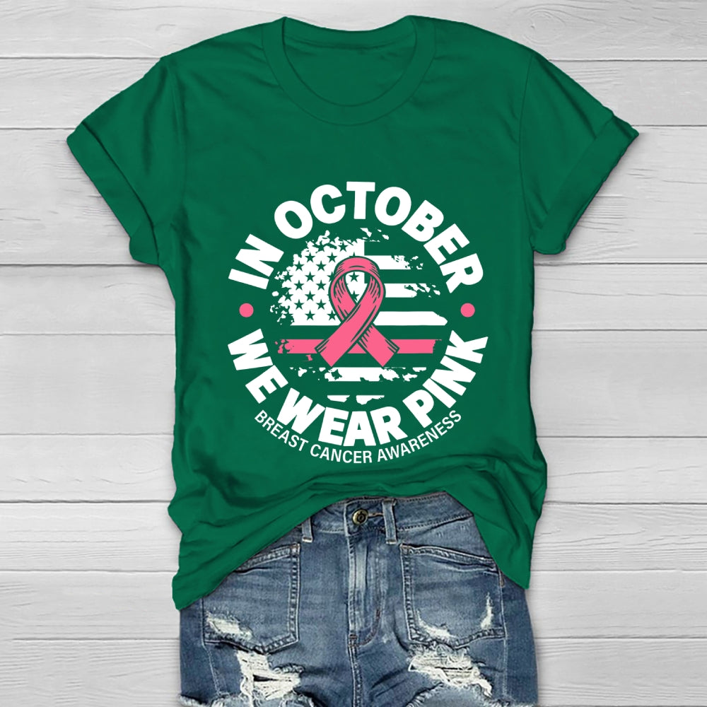 In October We Wear Pink Graphic Healthwear T-shirt