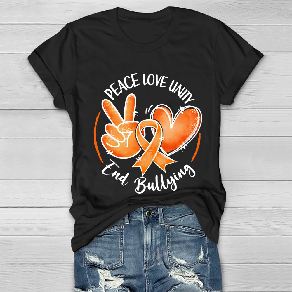 Peace Love Unity End Bullying Awareness  Healthwear T-shirt