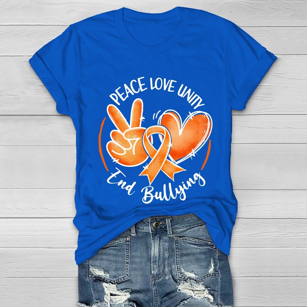 Peace Love Unity End Bullying Awareness  Healthwear T-shirt