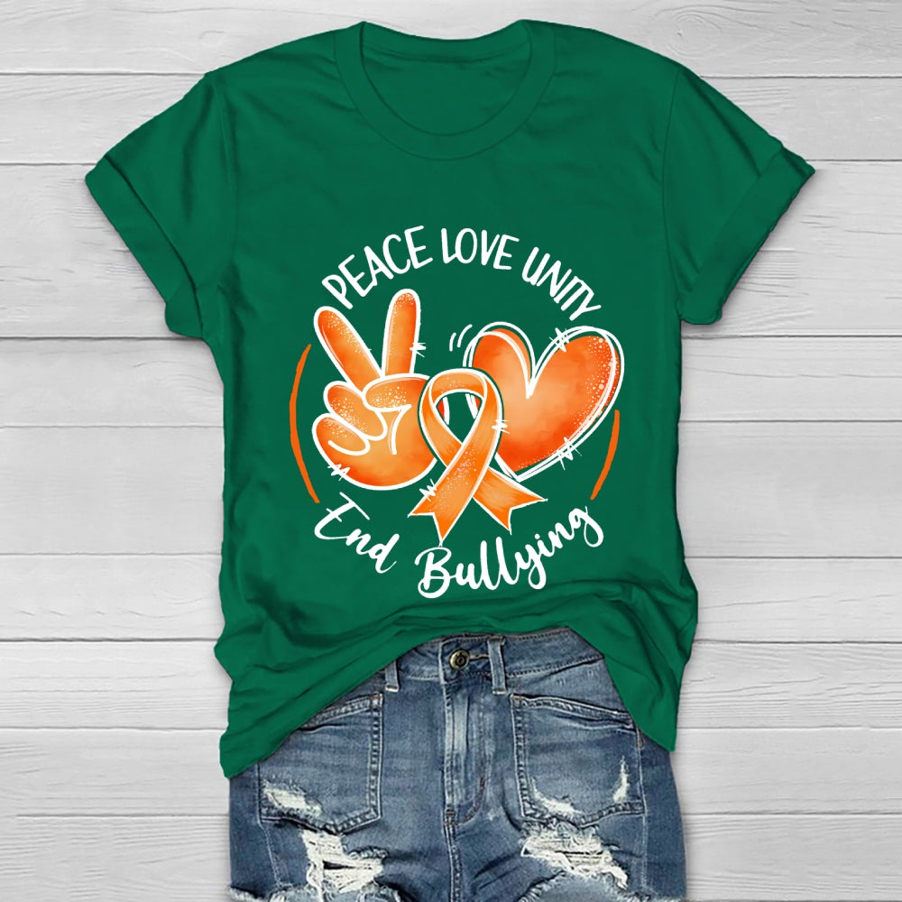 Peace Love Unity End Bullying Awareness  Healthwear T-shirt