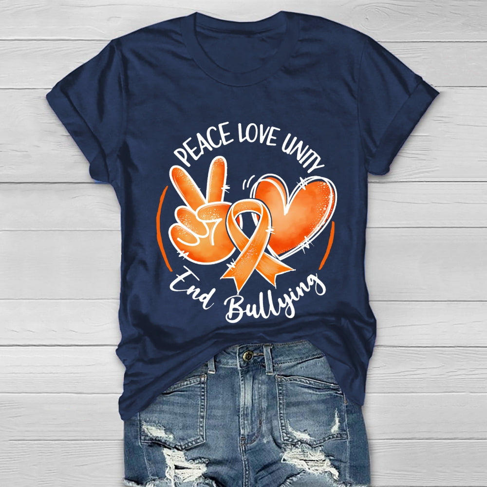 Peace Love Unity End Bullying Awareness  Healthwear T-shirt