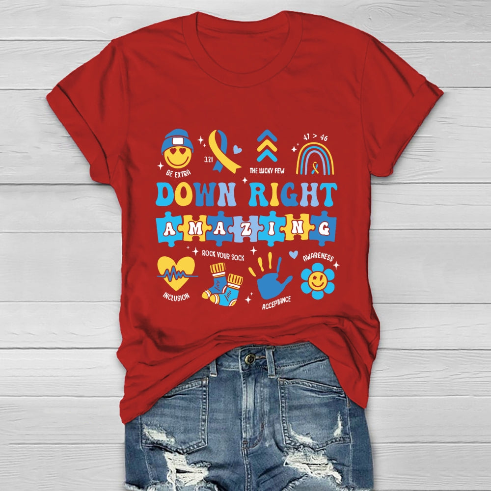 Down Right Amazing World Down Syndrome Awareness Healthwear T-shirt