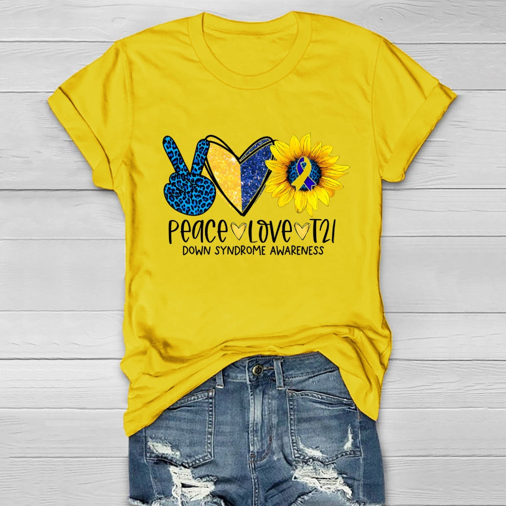 Peace Love T21 Down Syndrome Awareness Healthwear T-shirt