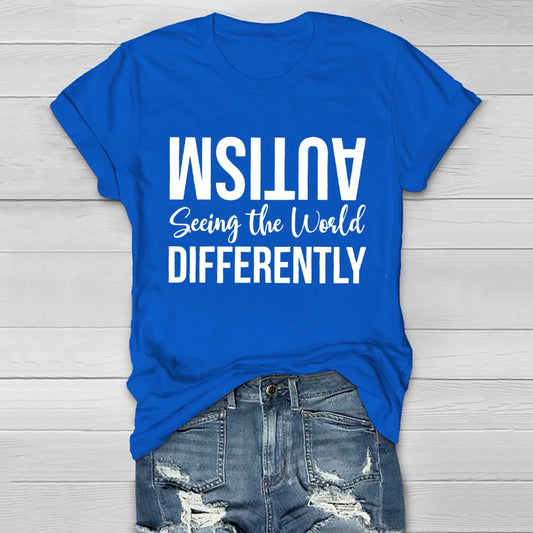 Seeing The World Differently Autism Awareness  Healthwear T-shirt