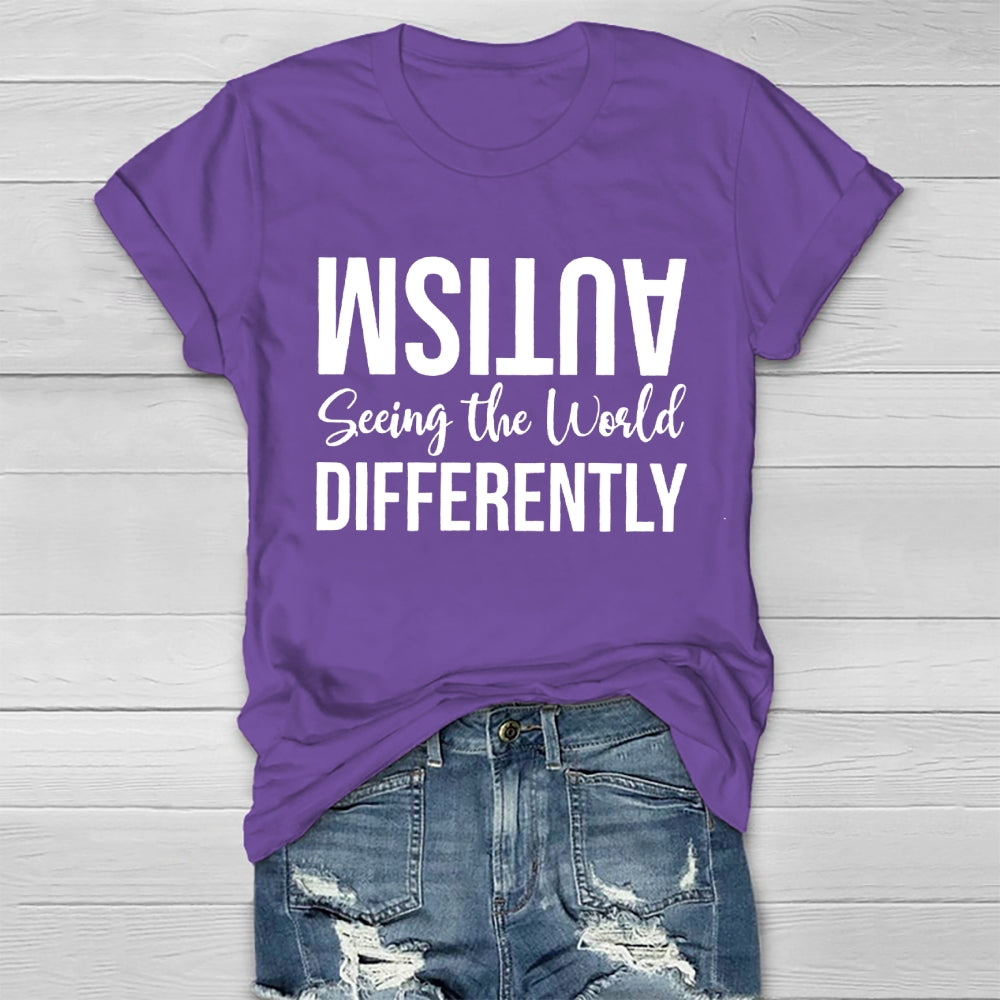 Seeing The World Differently Autism Awareness  Healthwear T-shirt