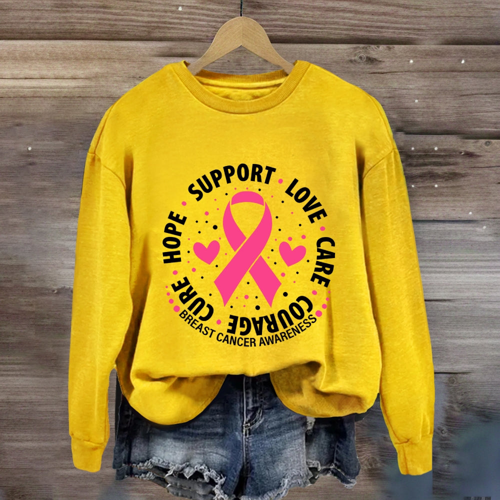 Hope Support Love Pink Ribbon Sweatshirt