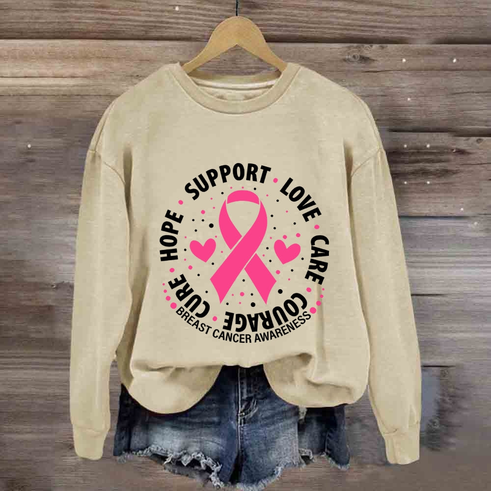 Hope Support Love Pink Ribbon Sweatshirt