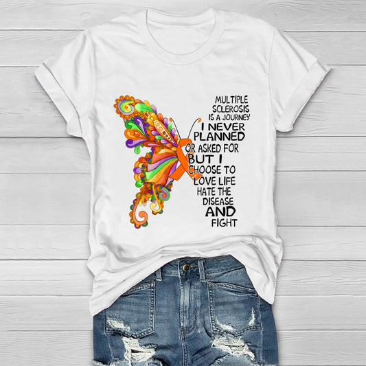 Multiple Sclerosis Is A Journey Butterfly Healthwear T-shirt