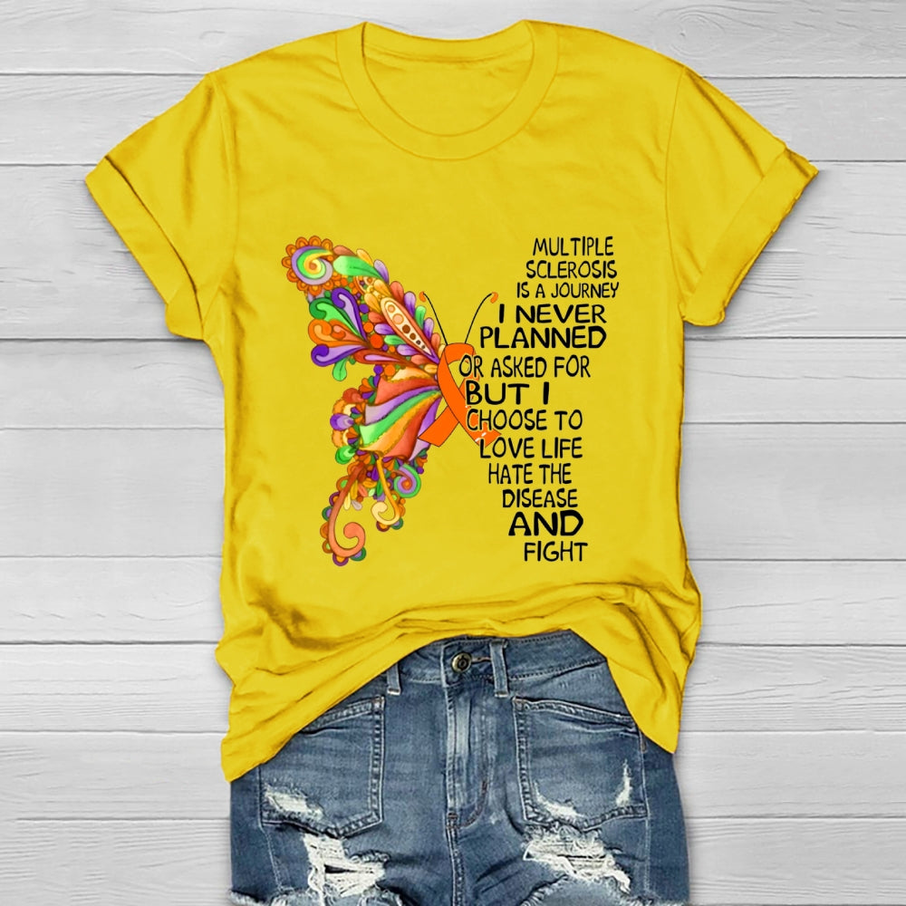 Multiple Sclerosis Is A Journey Butterfly Healthwear T-shirt