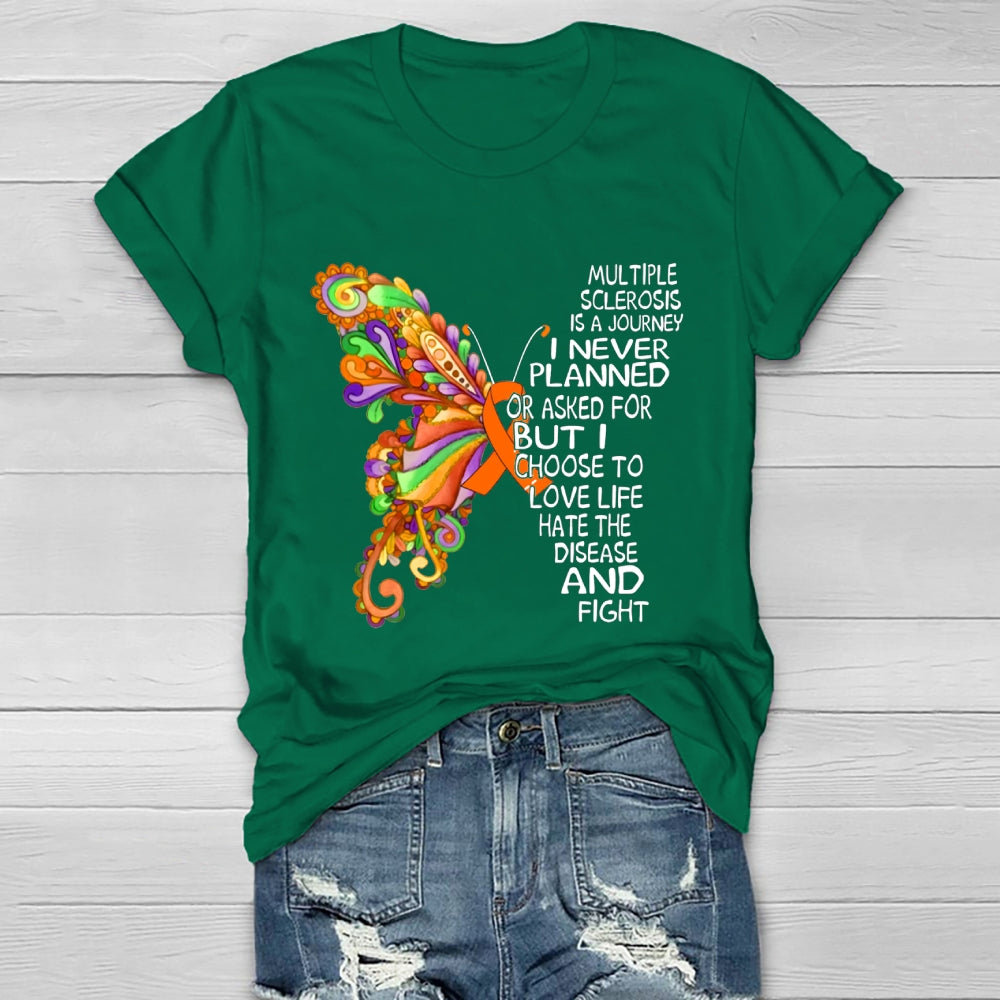 Multiple Sclerosis Is A Journey Butterfly Healthwear T-shirt