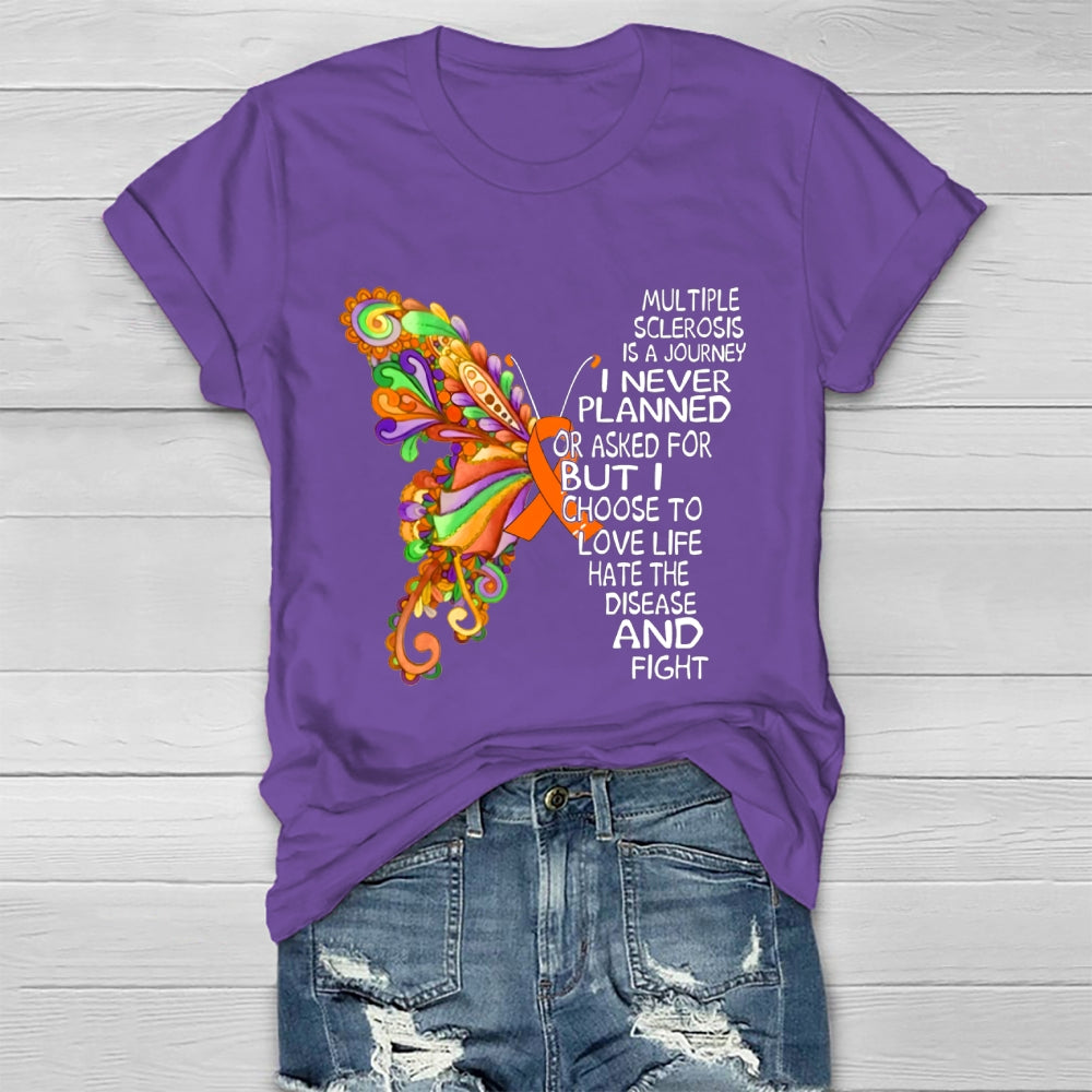 Multiple Sclerosis Is A Journey Butterfly Healthwear T-shirt