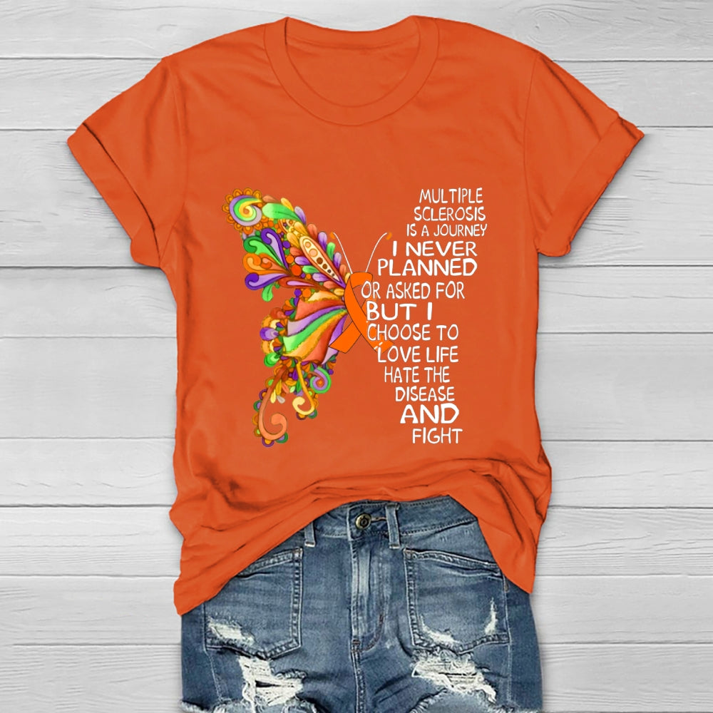 Multiple Sclerosis Is A Journey Butterfly Healthwear T-shirt