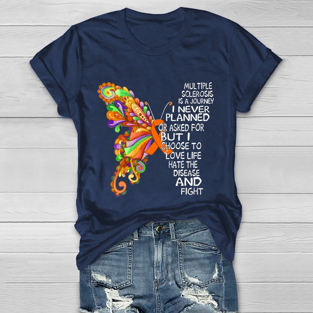 Multiple Sclerosis Is A Journey Butterfly Healthwear T-shirt