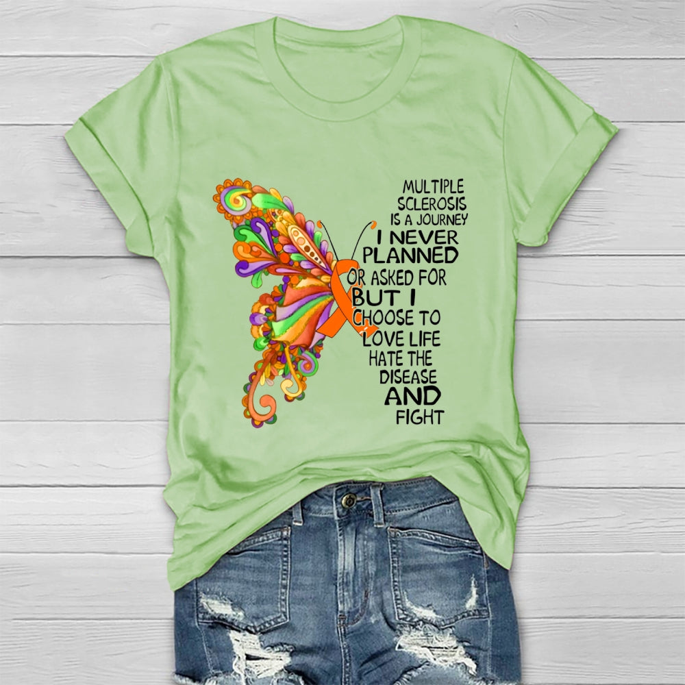 Multiple Sclerosis Is A Journey Butterfly Healthwear T-shirt