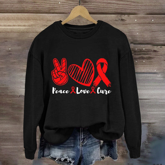 Peace Love Cure Red Heart Sweatshirt