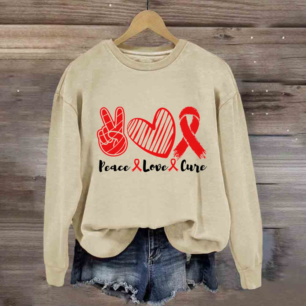 Peace Love Cure Red Heart Sweatshirt