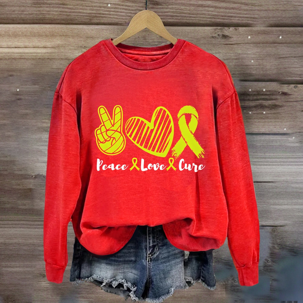 Peace Love Cure Red Heart Sweatshirt