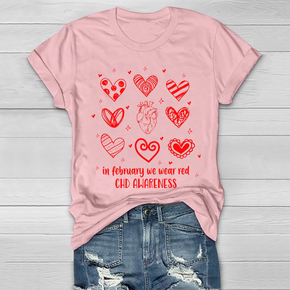 In February We Wear Red CHD Awareness Healthwear T-shirt