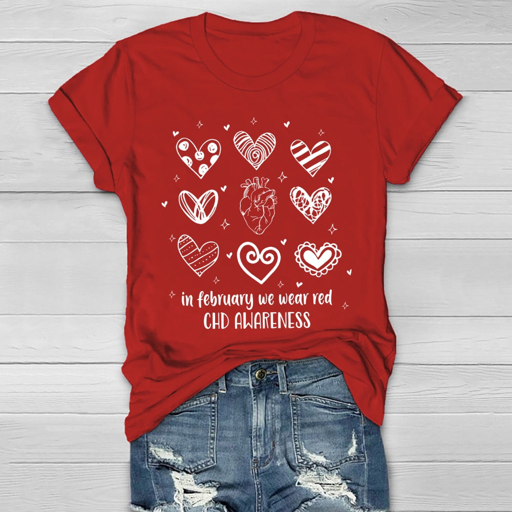 In February We Wear Red CHD Awareness Healthwear T-shirt