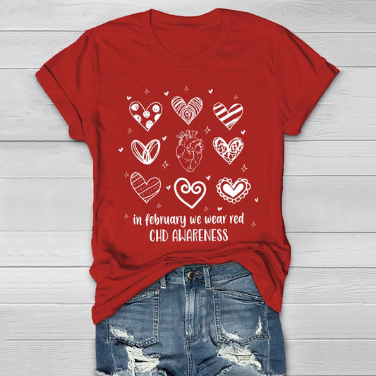 In February We Wear Red CHD Awareness Healthwear T-shirt