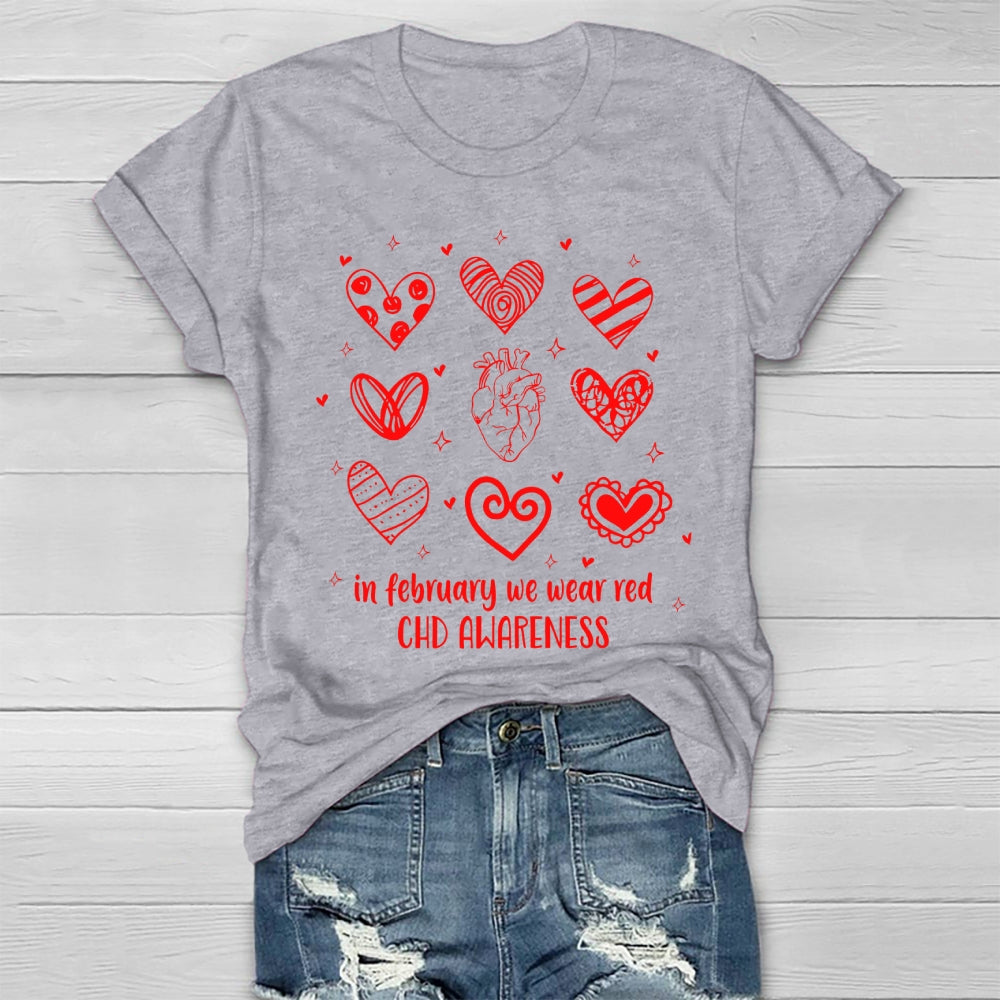 In February We Wear Red CHD Awareness Healthwear T-shirt