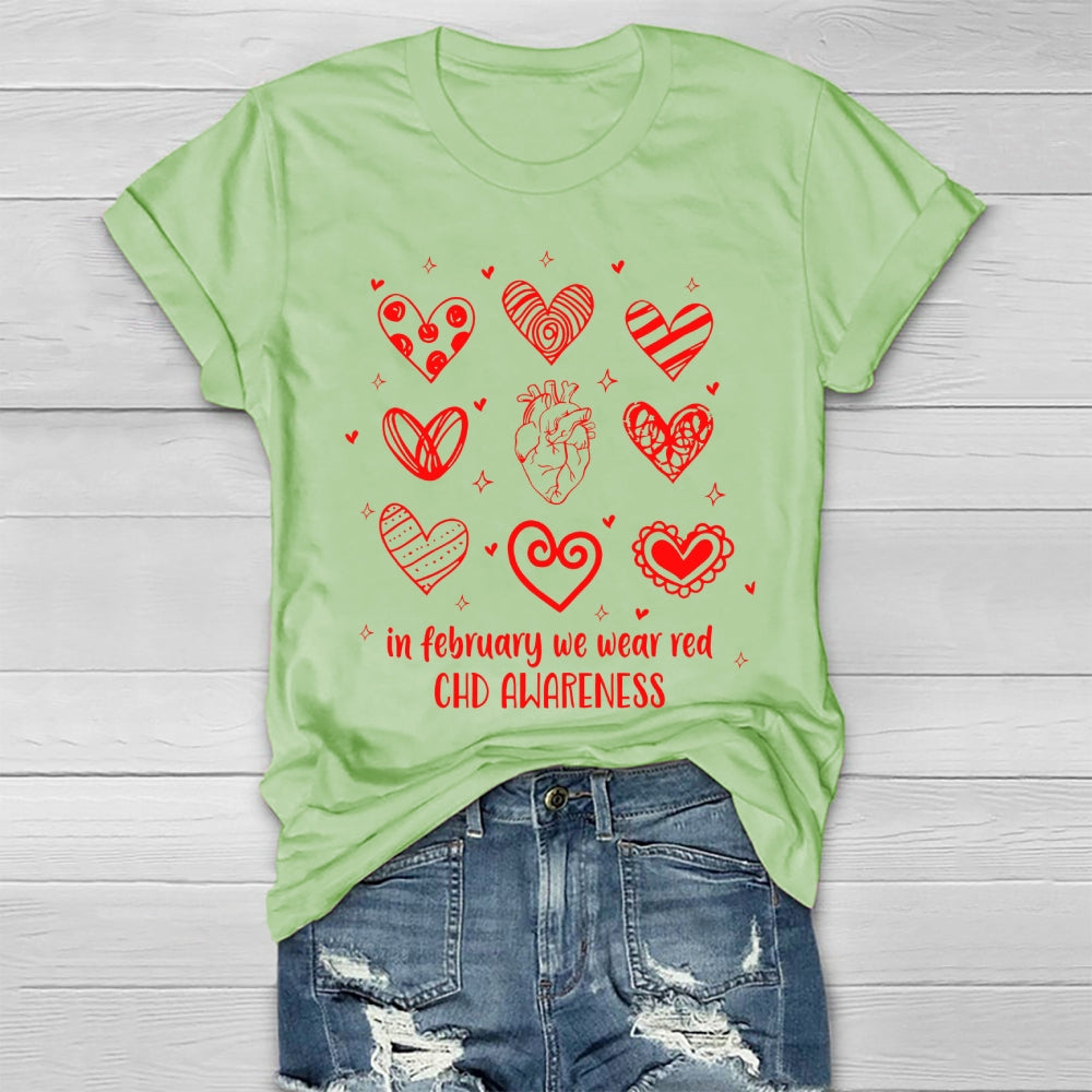 In February We Wear Red CHD Awareness Healthwear T-shirt