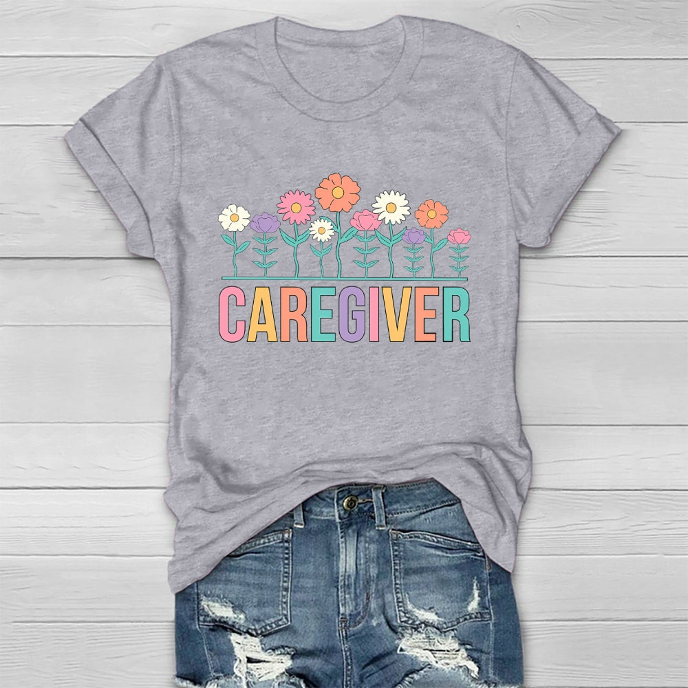 Caregiver Flower Healthwear T-shirt