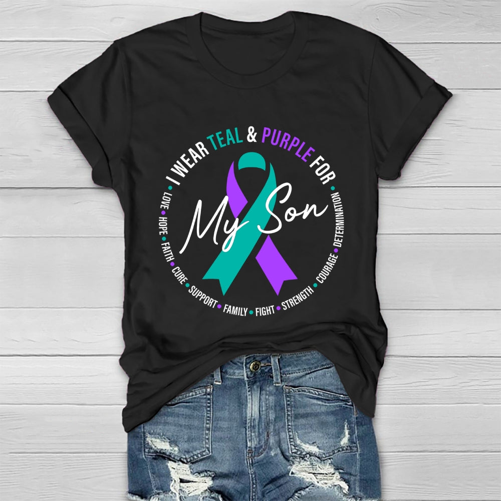 I Wear Teal And Purple For My Son Suicide Prevention Healthwear T-shirt
