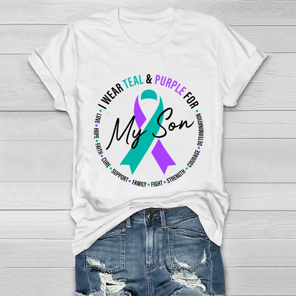 I Wear Teal And Purple For My Son Suicide Prevention Healthwear T-shirt