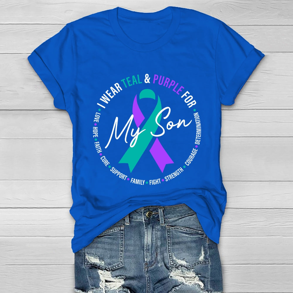 I Wear Teal And Purple For My Son Suicide Prevention Healthwear T-shirt