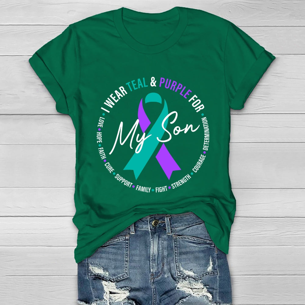 I Wear Teal And Purple For My Son Suicide Prevention Healthwear T-shirt