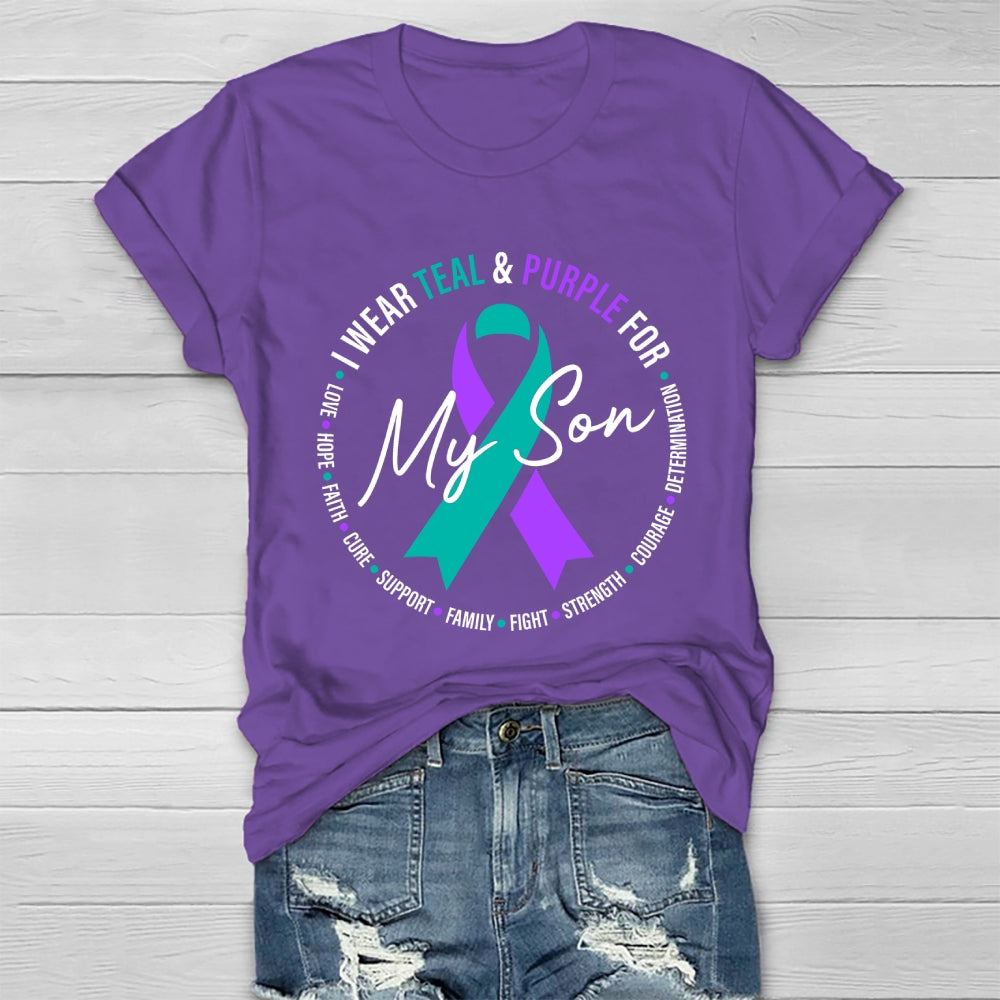 I Wear Teal And Purple For My Son Suicide Prevention Healthwear T-shirt